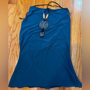 Y2K Blue halter top / beaded necklace size XS#beadedtop #haltertop #tanktop